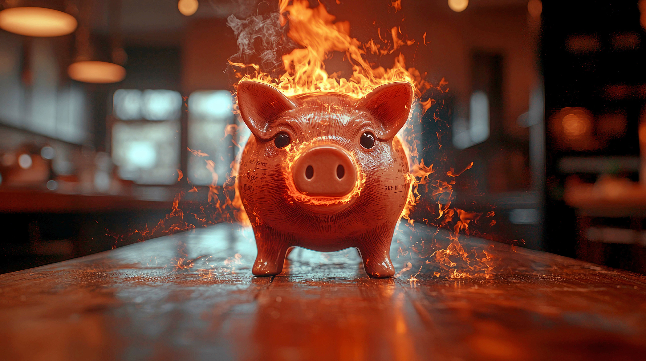 Ein brennendes Sparschwein