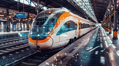 Ein Zug, der im Bahnhof steht